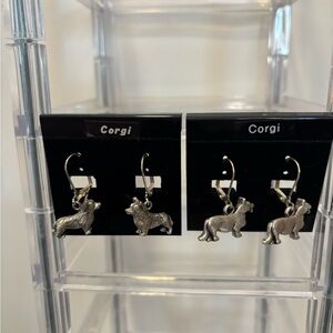 Corgi Dog Silver Earrings